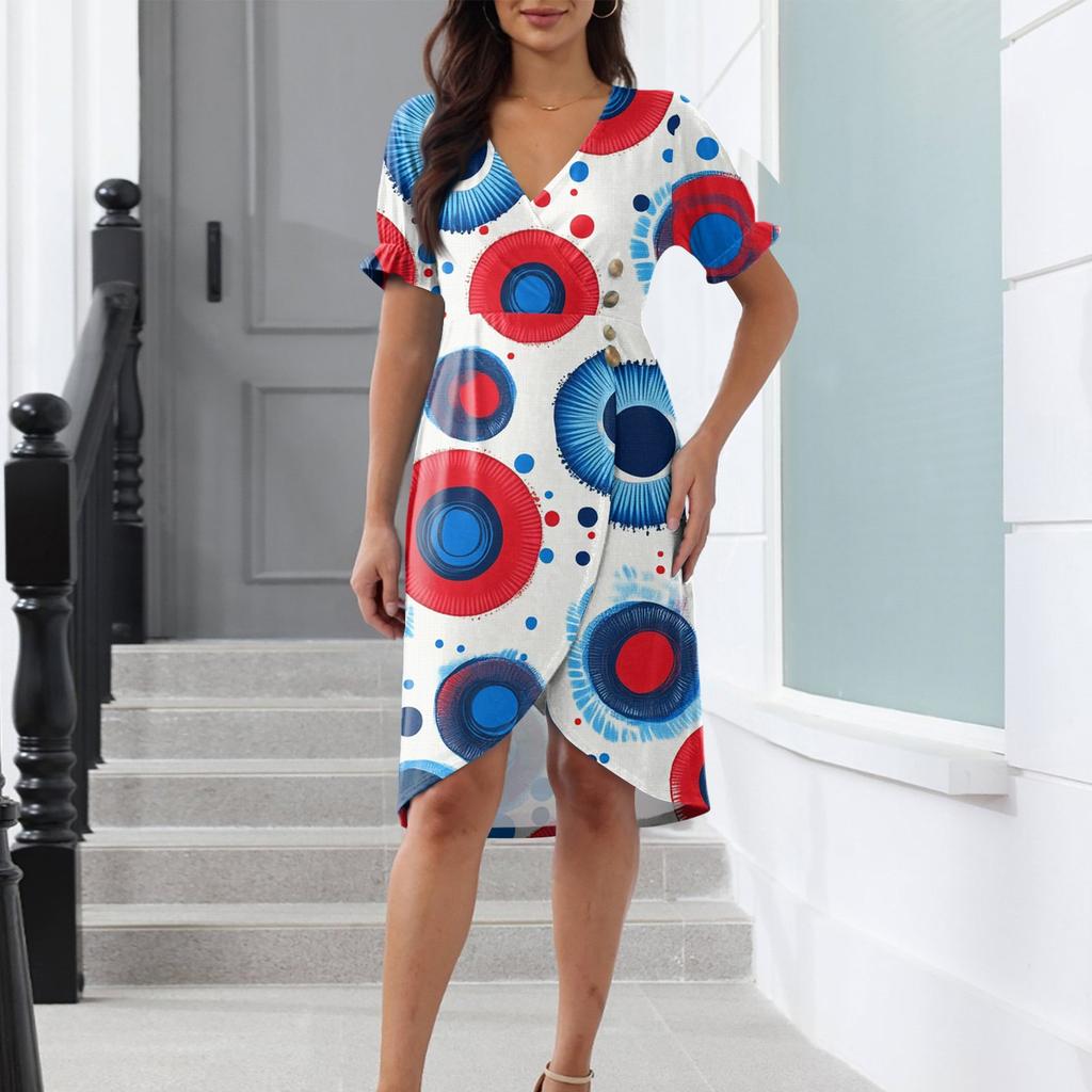 Пляжные платья для женщин, весна-лето, элегантное платье с V-образным вырезом и цветочным принтом в стиле бохо, струящееся гавайское платье макси с рюшами