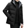 Winter Men's Short and Thick Oversized Down Jacket with Detachable Hat for Middle-aged and Young Men, White Duck Down Loose Warm Jacket