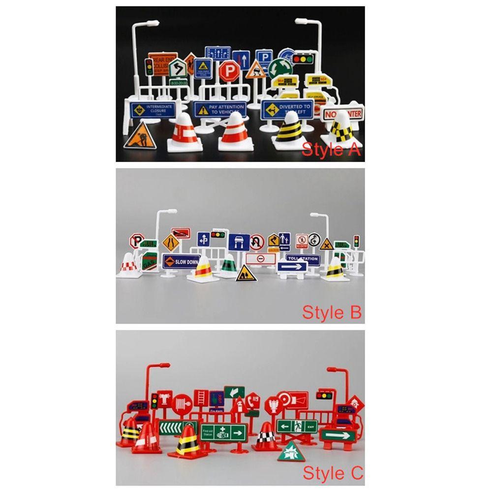 Parking Lot Traffic Sign Models Roadmap Street Sign Cones Creative Traffic Barrier Signs Kids Toy