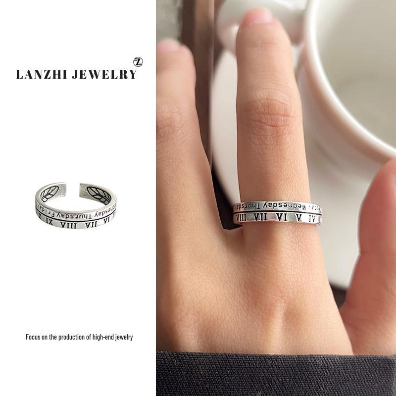 Тайское серебро Женское наборное кольцо - Серебро 925 пробы, Нишевый дизайн, Простые и универсальные украшения