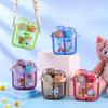 Children's Double-drinking Water Cup with Separate Compartments, Plastic Cartoon Straw Cup, Student Portable Hanging Rope Water Bottle