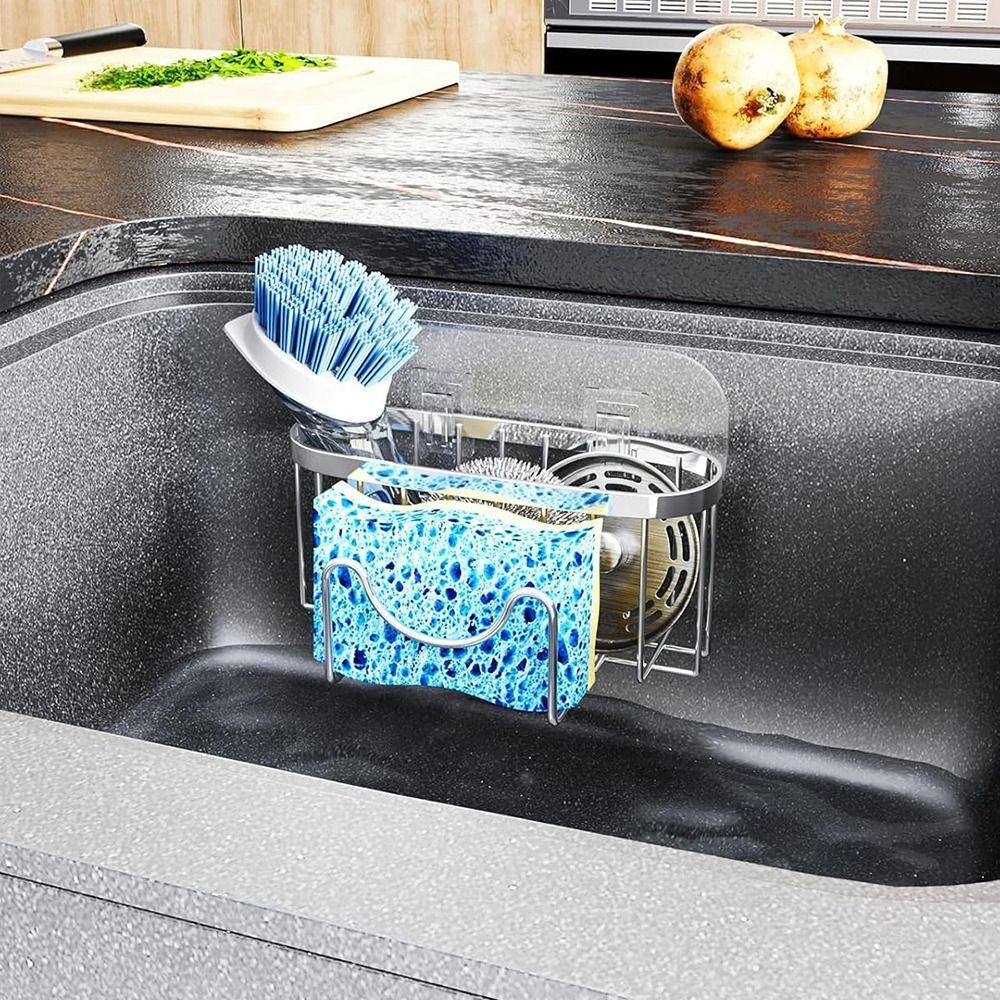 Rustproof Stainless Steel Sponge Holder Hollowed Sink Sponge Stand Countertop