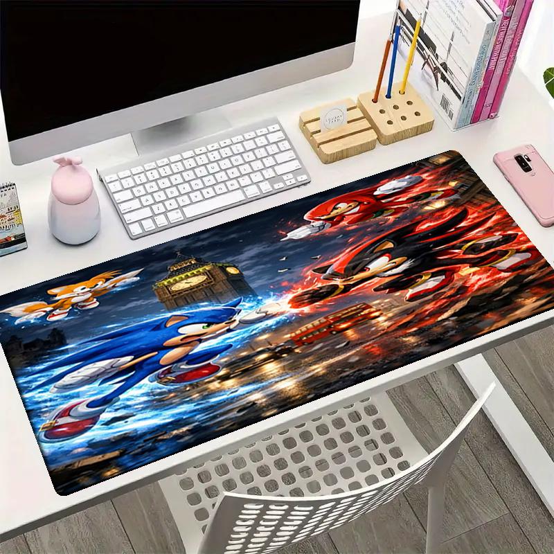 Sonic Theme Mouse Pad, Non Slip Rubber Base, Multifunctional Office & Home Decor, Perfect for Workspace Personalization.