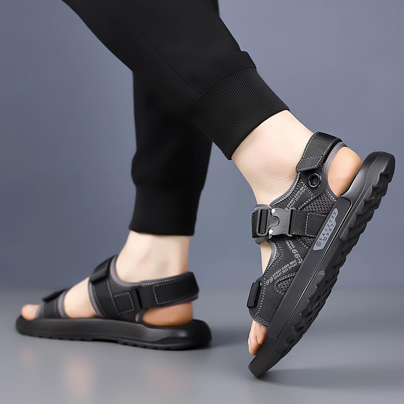 Fashion Fashion Commute Men Sandals Outdoor Soft Sole Breathable Beach Sports Shoes Casual Leather Sandals Lightweight Open Toe Sandals