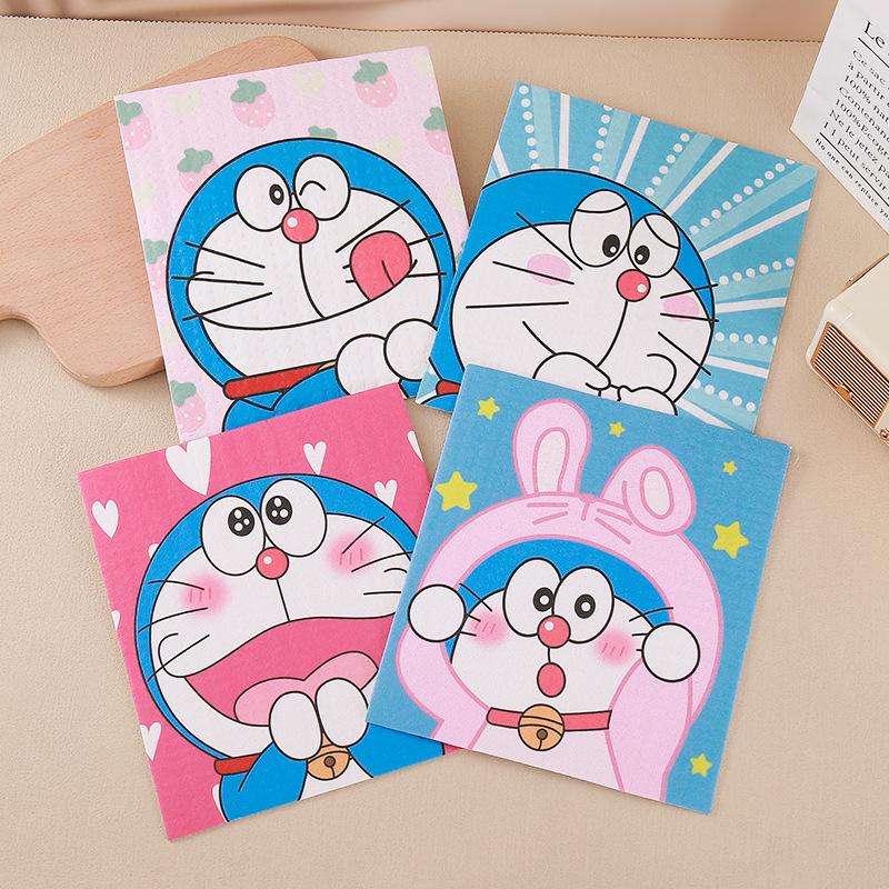 Тряпка для мытья посуды из прессованной древесной массы Doraemon: Впитывающая влагу, маслостойкая кухонная губка для мытья посуды