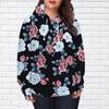 Autumn New 3D Printed Digital Double Colored Crabapple Flower Printing Hoodie Women Baseball Uniform