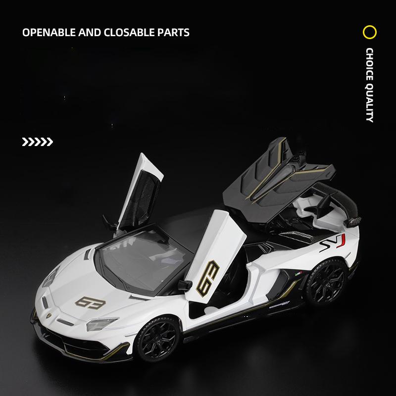 Масштаб 1/24 Lambo Aventador SVJ63, литая под давлением модель автомобиля, игрушечный автомобиль с откатным механизмом, звуком и светом для детей, коллекция подарков для мальчиков и девочек