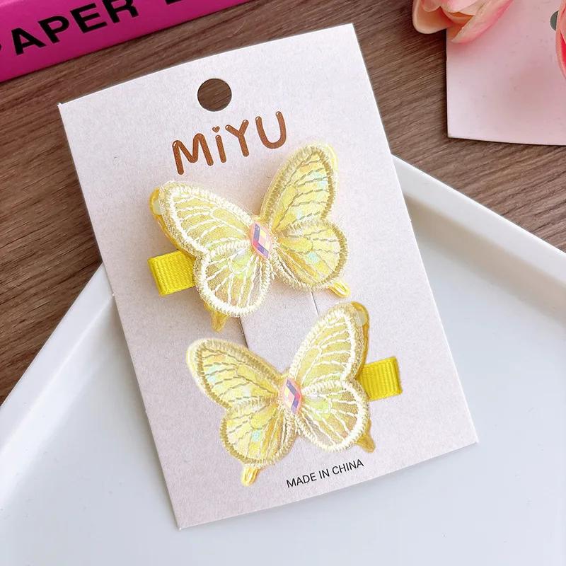 2 шт./комплект, симпатичная заколка для волос в виде бабочки с пайетками для девочек, милая мультяшная заколка-бабочка для волос, заколка для волос, головной убор для маленькой девочки