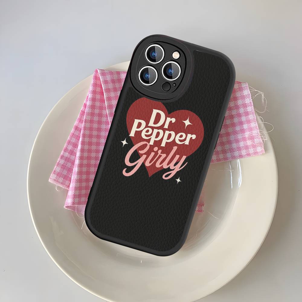 Бренд газированного напитка Dr Pepper Для iPhone 16 15 14 16E 13 12 11 Pro Max Plus Кожаный чехол для телефона