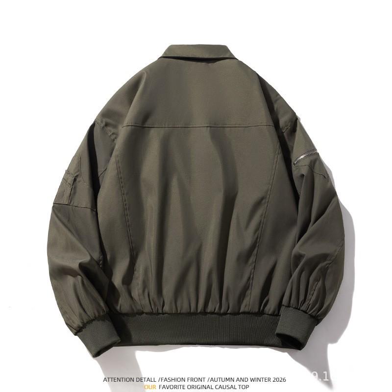 Mens Oversized Relaxed Fit Utility Jacket With Ribbed Hem Snap Collar - Casual Streetwear Outerwear All
