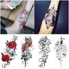 Red Rose Flower Arm Half Arm Tattoo Sticker Owl Hourglass Geometry Water Transfer Set Sticker