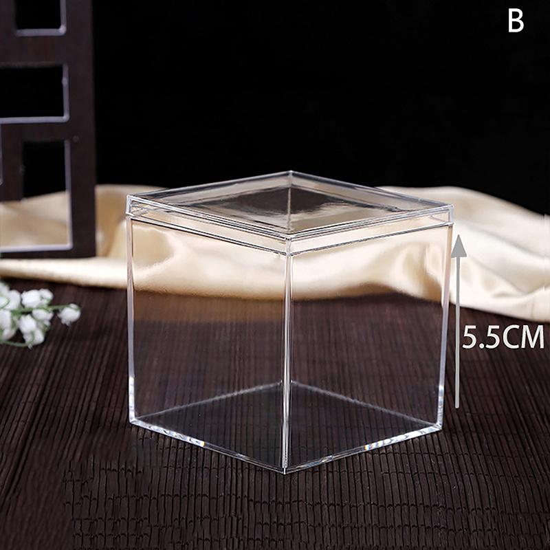 Clear Acrylic Square Cube Box With Lids/Durable Candy Box / Multiple Uses Transparent Case Organizer Container