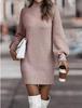 Women's Knitted Dress O Neck Winter Wrap Hip Sweater Dress Knitted Dresses Solid Color Dres