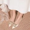 French Temperament Socialite Royal Sister Pointed Single Shoes Women's Low Heels Engagement Dress Bridesmaid Shoes Not Tired Feet Wedding Shoes Women