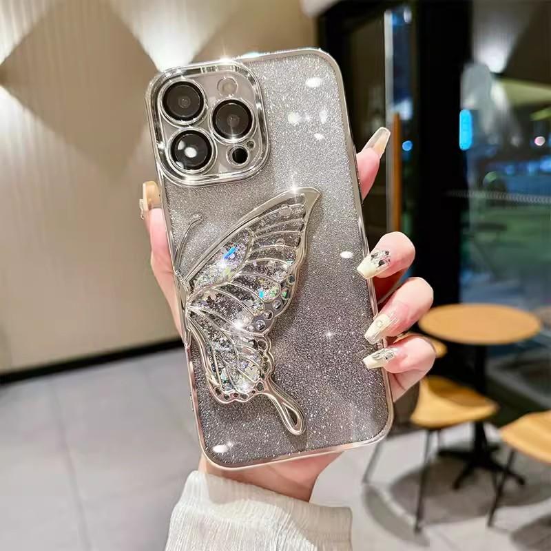 Чехол для телефона Quicksand Butterfly, применимый к Apple 16pro, с градиентным блестящим порошком, 15 цветов, с гальваническим покрытием, для iPhone 14, чехол с полной защитой