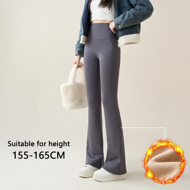Осенне-зимние брюки-клеш из кроличьего флиса Sharkskin, леггинсы для женщин, эластичные, с высокой талией, тонкие, теплые, подковообразные брюки