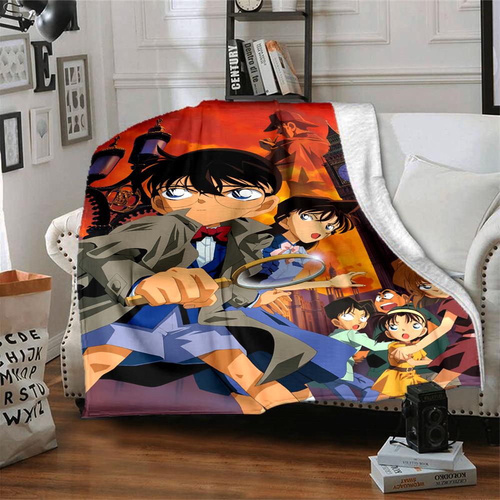 1Pc Detective Conan Mystery Flannel Blanket, Soft And Comfortable, Casual Warm, Camping Travel, Christmas, Halloween Xmas Gift L1273