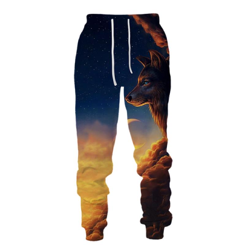 Повседневные брюки с 3D принтом волка, мужская спортивная одежда, длинные брюки, мужские уличные спортивные штаны, мужские брюки в стиле хип-хоп