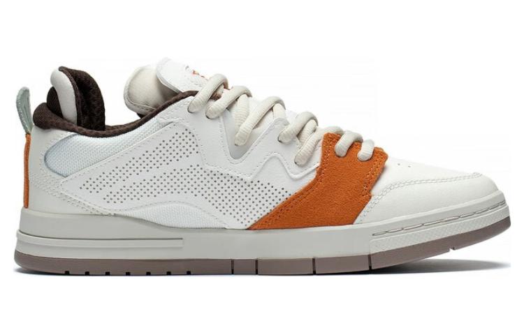 Li Ning Wave PRO Abrasion Resistant Breathable Low top Skateboard Shoes Men's White Orange AECT015-1