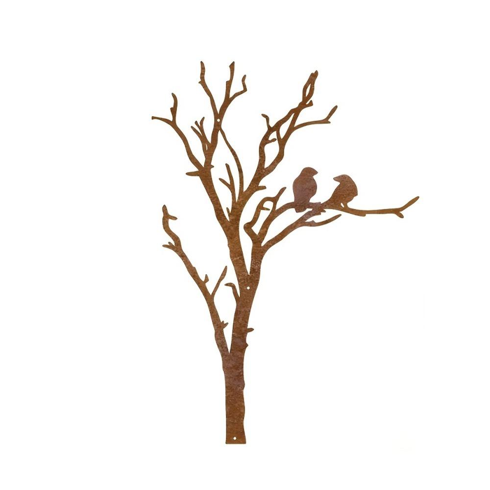 Farmhouse Style Metal Tree Branch Bird Silhouette Decor Garden Fence