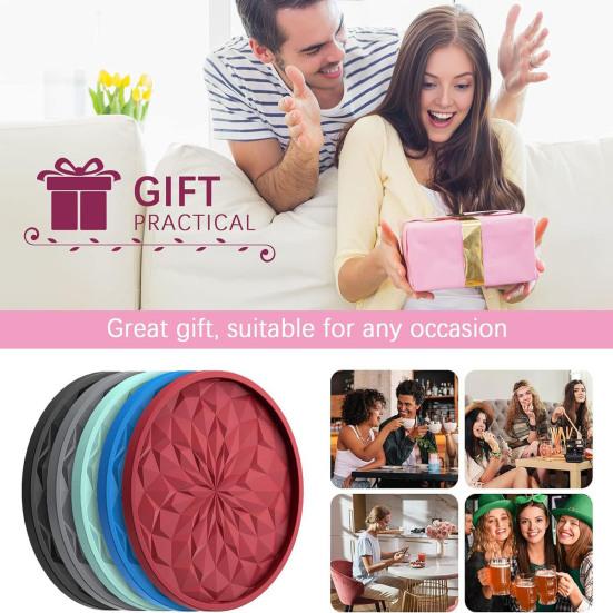 6Pcs Silicone Coasters Insulated Anti-Scald Heat-Resistant Odor-free Drink Coasters Home Bar Kitchen Decor