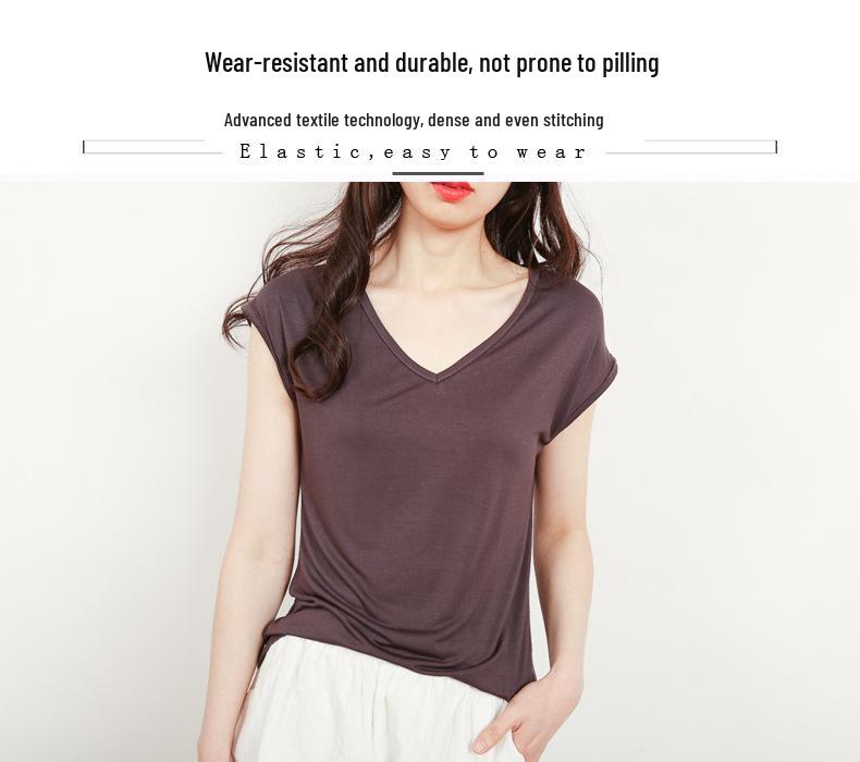 Sleeveless V-Neck Slim-Fit Modal T-Shirt for Women - Summer 2024 Korean Style