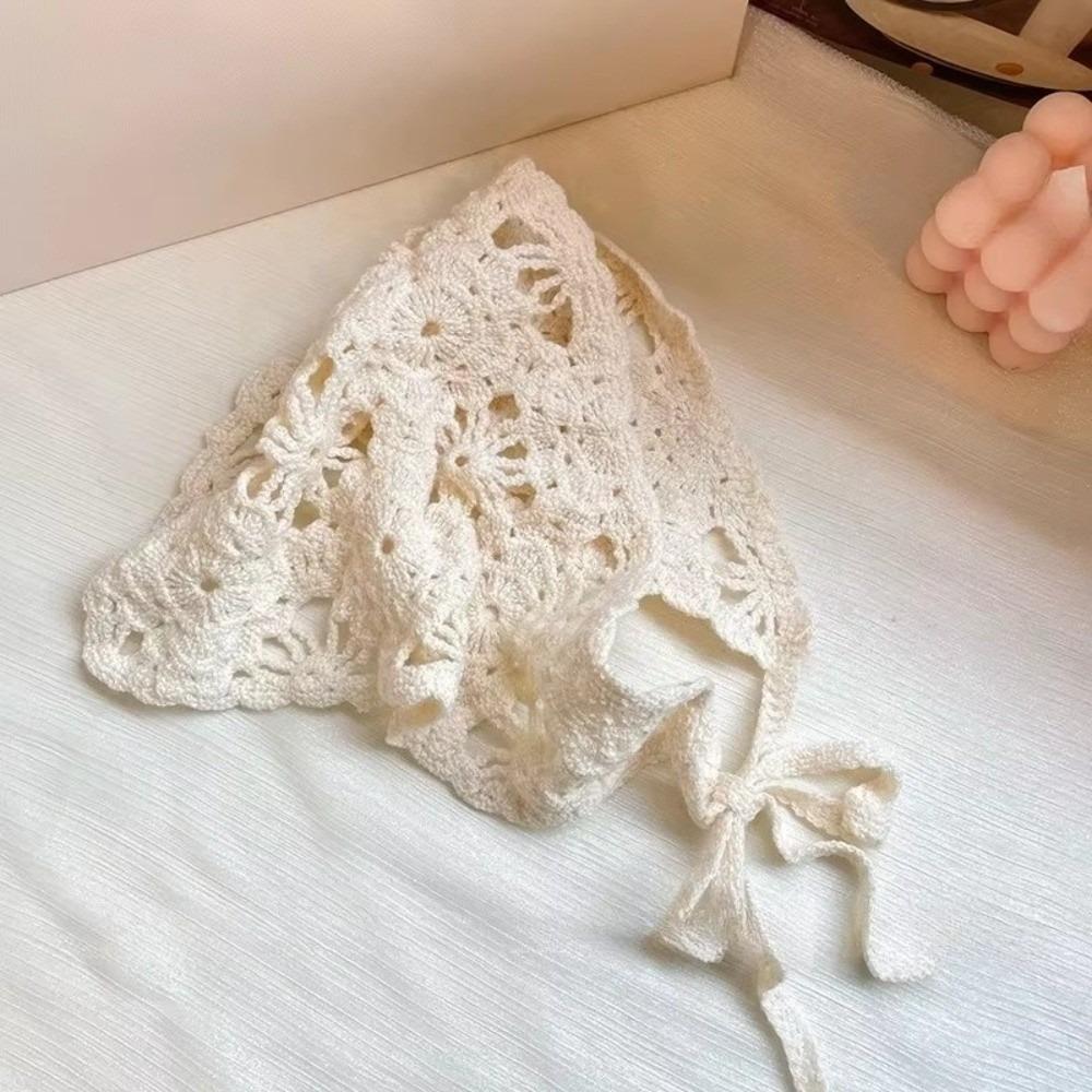 Pastoral Style Triangle Turban French Hollow Out Hair Band Retro Women Hair Scarf Summer
