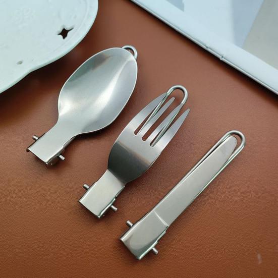 Набор складных ложек из нержавеющей стали, набор ножей для вилок, складная ручка, нержавеющие столовые приборы для кемпинга, пикника, кухни, на открытом воздухе