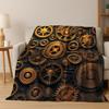 Mechanical Gear Punk Flannel Blanket Soft Warm Throw Blanket for Hom Bed Bedroom Living Room Office Travel Camping Picnic Gift