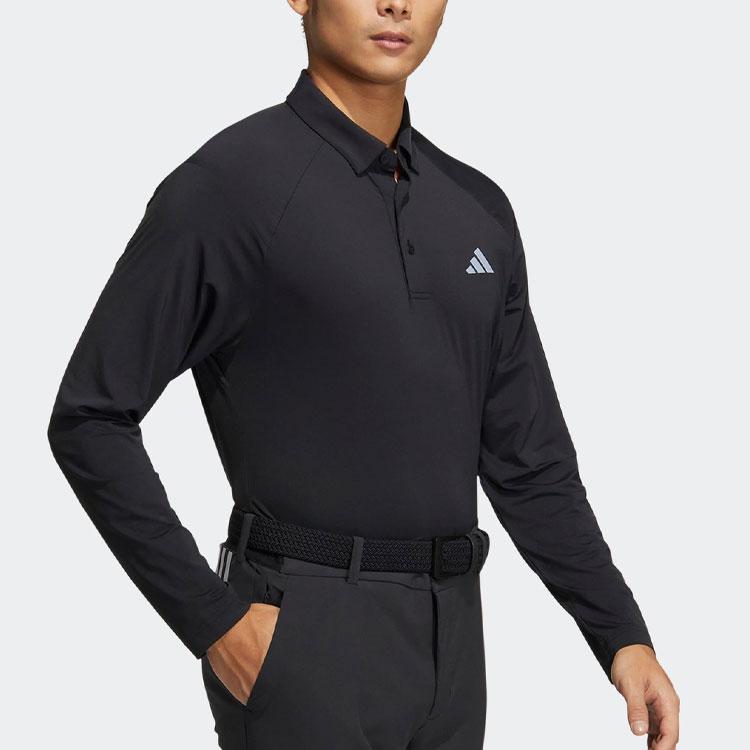 adidas Быстросохнущая футболка-поло для гольфа с длинным рукавом, мужская черная HT0061
