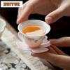 35ml Flower Colored Underglaze Peony Gradient Ramp Teacup Tea Bowl Cup Saucer Kit Tea-tasting Meditation Cup Jianzhan Master Cup