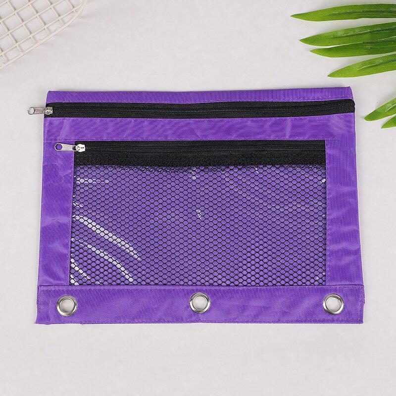 Папка-регистратор на кольцах B5 из ткани Оксфорд с прозрачным пеналом и двойной молнией на три отверстия