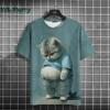 Футболки с принтом кошек для мужчин Повседневная футболка с коротким рукавом Мужская одежда больших размеров Мужская забавная футболка Футболки с принтом животных