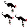 1/3/5pcs Fun Charming Cat Shaped Christmas Door Corner Decoration-Rustic Imitation Wood, Perfect for Holiday Atmosphere