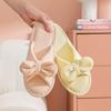 Elegant Hairy Slippers Bow Knitted Cotton Home Slippers Cute Girls Open-toe Couple Sandals Slippers Female Home Shoes Slippers Pink