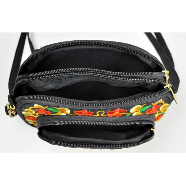 WTEMPO Ethnic Style Flower Bags Women Double-sided Embroidery Canvas Purse Mobile Phone Bag Women's Mini Messenger Bag