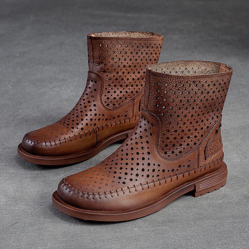 GKTINOO 2025 Весна Лето 100% Натуральная Кожа Дышащие Полые Сапоги Плоская Мягкая Обувь Слипоны Удобная Обувь Женская