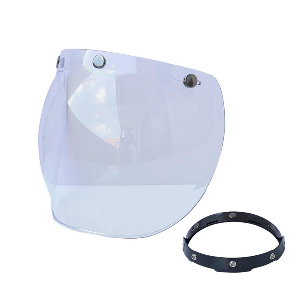 Helmet Bubble Visor Motorcycle Helmet Windshield Lens with Flip Bracket for 3-Snap Open Face Helmets