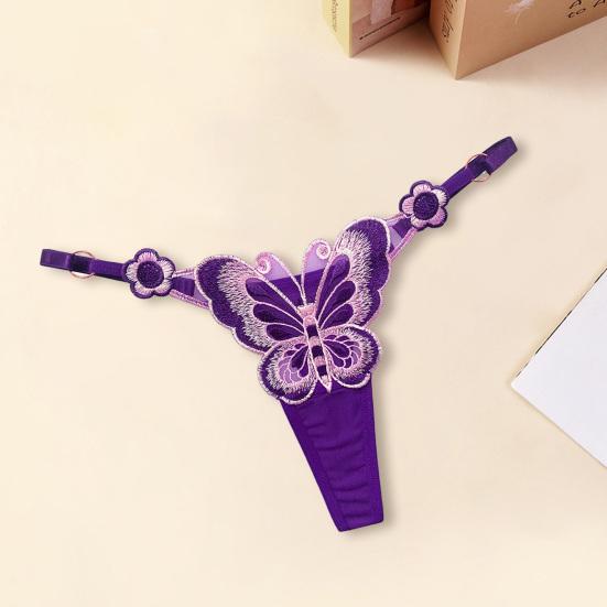 Очаровательные регулируемые порнографические разноцветные женские трусы с вышивкой бабочкой, интимная одежда, женские стринги