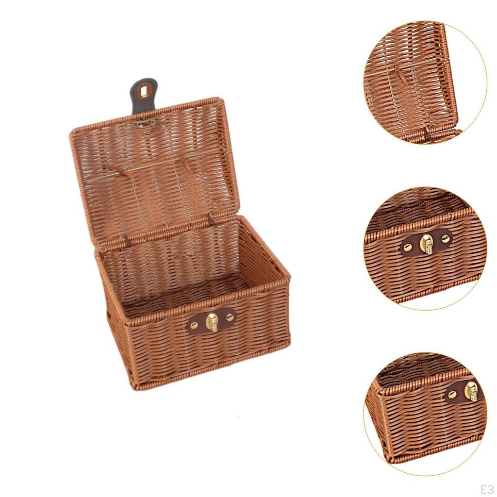 Storage Basket Handwoven Suitcase Cosmetic Creative Organizer Home Decor for Living Room Dorm