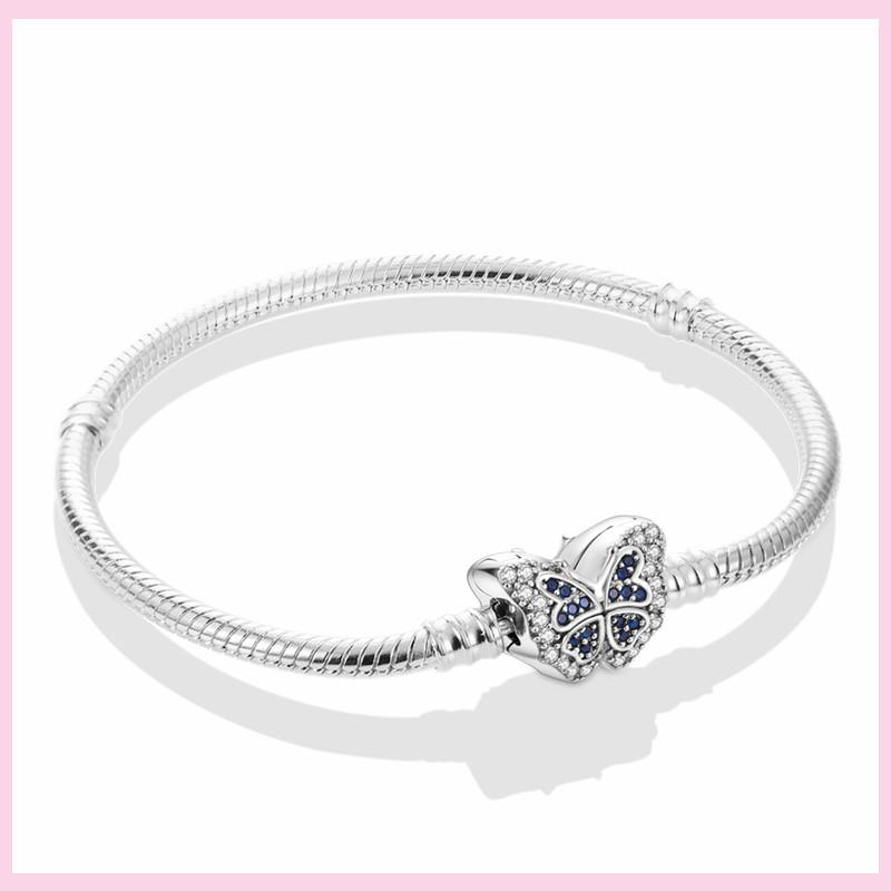 925 Sterling Silver Bracelet Star Moon Blue Eyes Zircon Heart Safety Chain Bracelets Snake Bone Chain Fit DIY Charms Jewelry