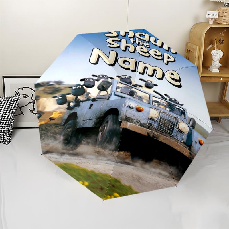 Custom Name Shaun the Sheep Theme Automatic Umbrella, Lightweight & Portable, 8 Rib, Perfect for Outdoor Travel, Birthdays, Christmas, Gifts.
