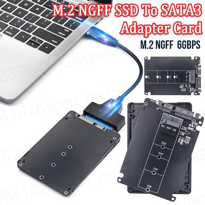 Адаптер M.2 к SATA3.0 Адаптер SSD протокола M.2 SATA 2 порта NGFF M.2 B Key к SATA 3.0 6 Гбит/с Карта-конвертер M2 к SATA Корпус