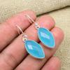 Синий халцедон драгоценный камень 925 цельное серебро ручной работы антикварные ювелирные изделия подарок для матери серьги