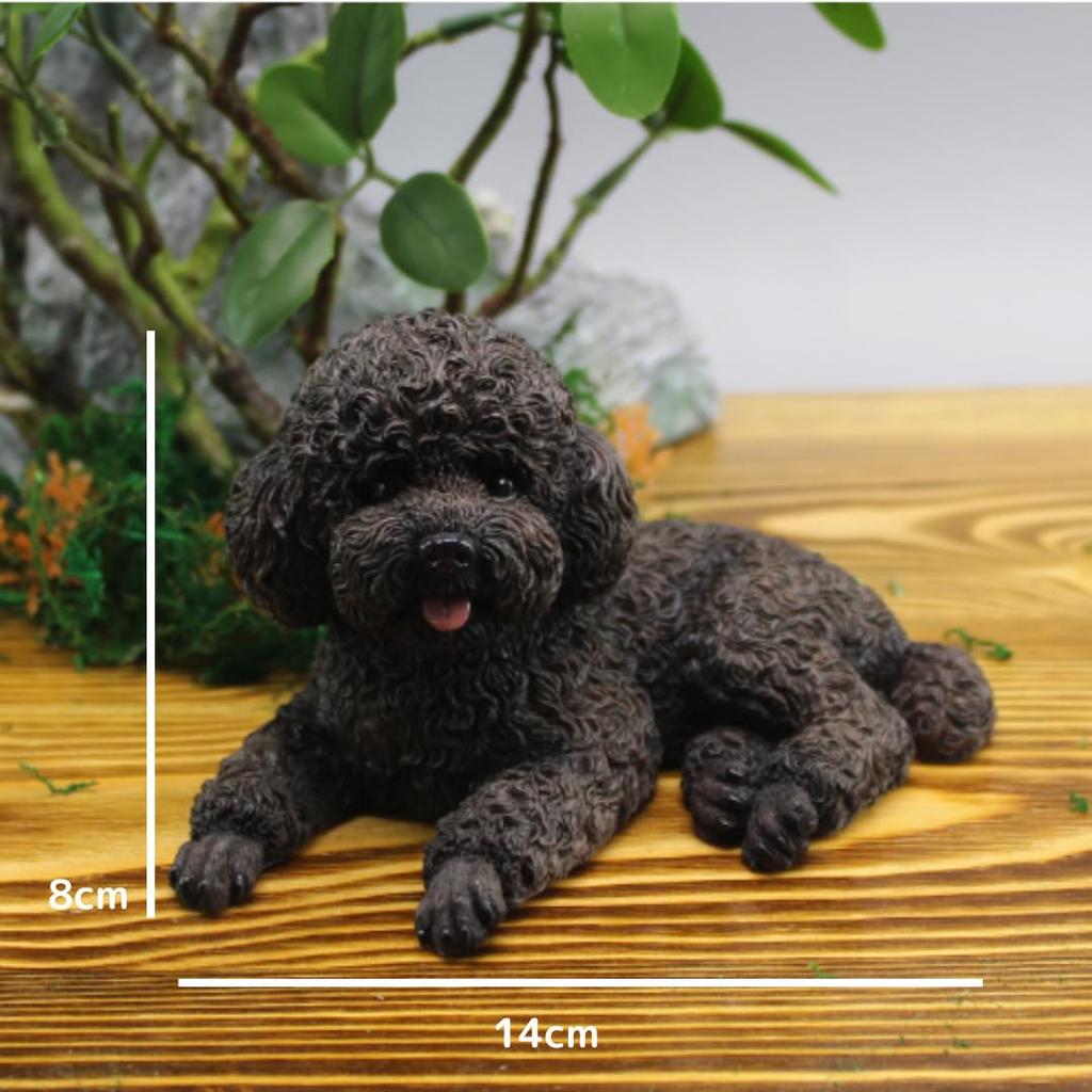 Realistic Resin Toy Poodle Decorative Ornament for Entryway or Living Perfect for a Soothing and Beloved Pet Figurine, Room, (Black) [Used]