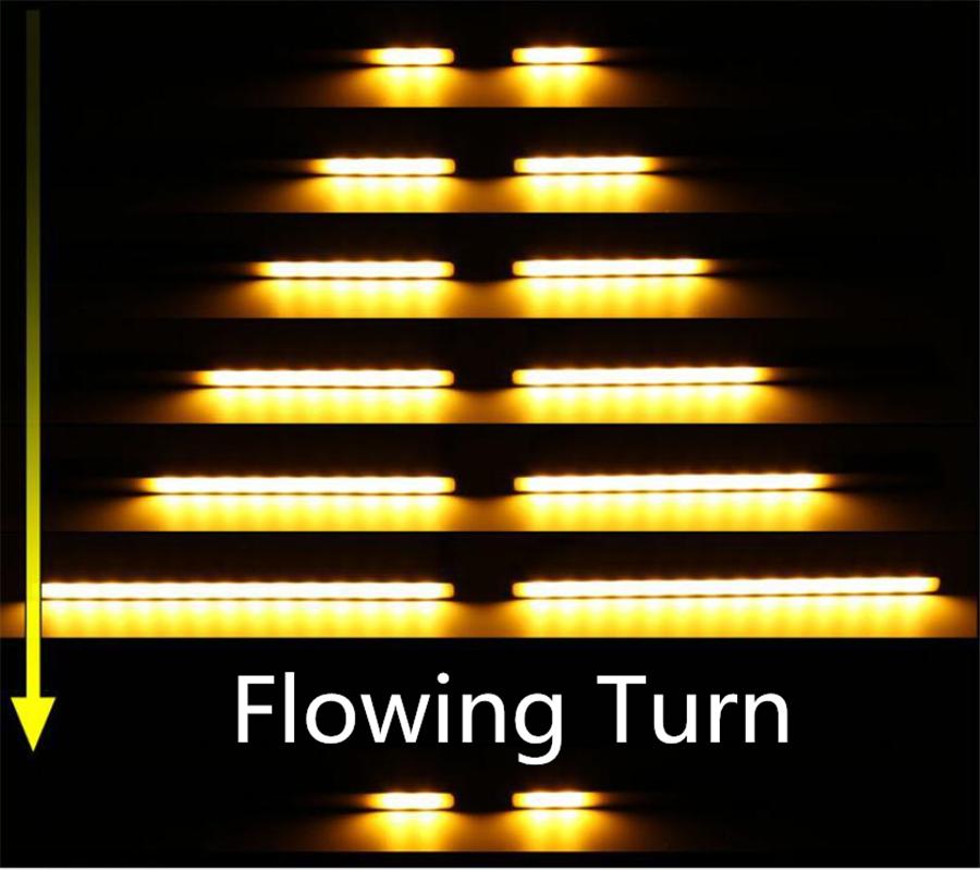 2x Red/Amber Switchback Flowing LED Car DRL Brake Stop Turn Signal Light Strips