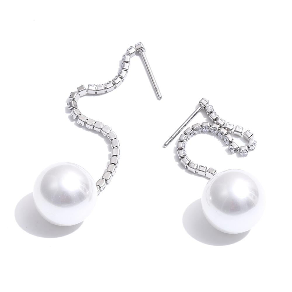 Eetit Темпераментные длинные серьги-капли с циркониевой цепочкой, круглые серьги-подвески с имитацией жемчуга, в корейском стиле, на каждый день, универсальные, популярные украшения