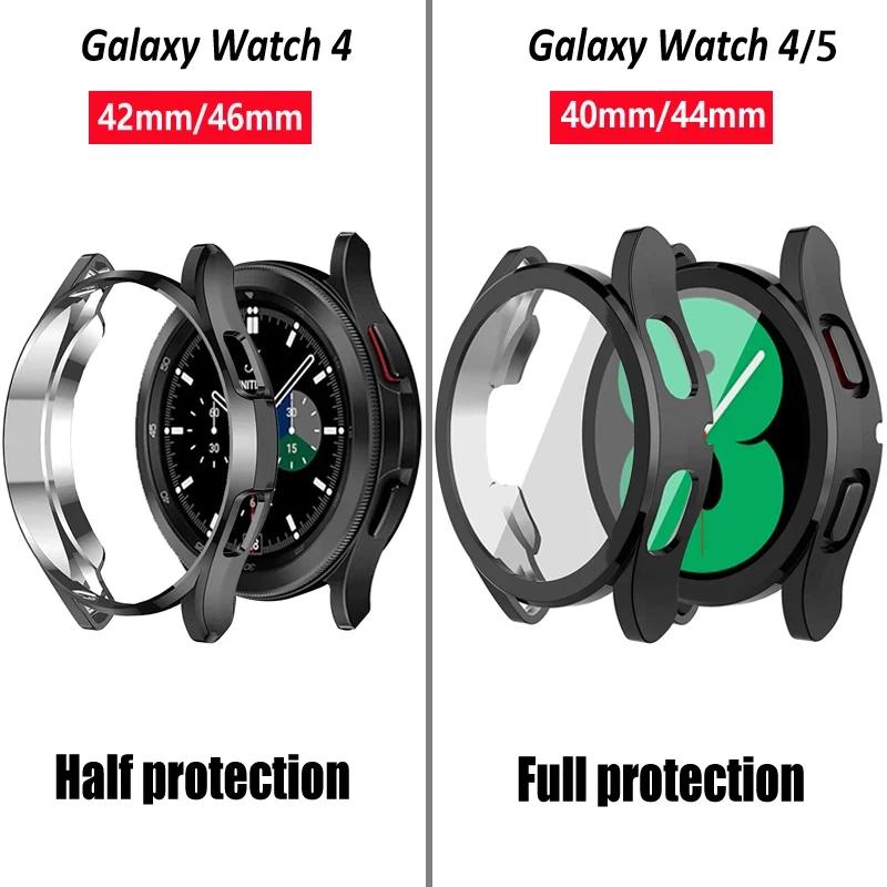 Чехол для Samsung Galaxy watch 4/5 44мм 40мм 46мм 42мм аксессуары Покрытый ТПУ Бампер крышка Защитное стекло Galaxy watch4 classic