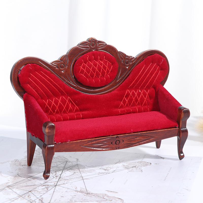 1:12 Кукольный миниатюрный мягкий двойной диван для кукол, кукольная мебель, игрушка для сюжетно-ролевых игр