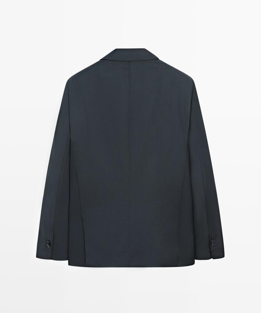 Massimo Dutti Striped Wool Blend Suit Blazer